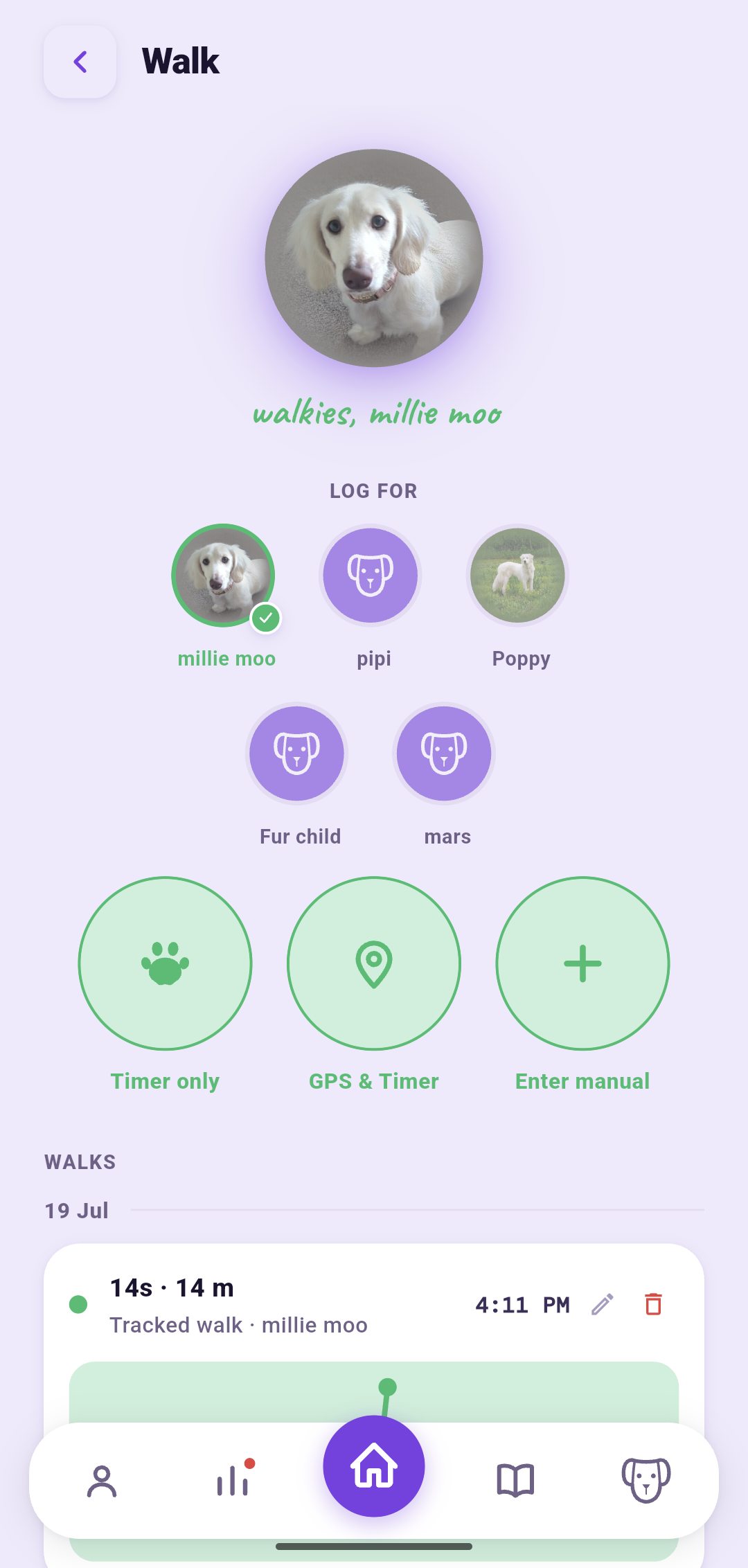 Walks, timed and tracked